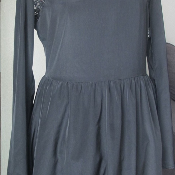 Black Skater Dress with Lace Shoulders - Picture 7 of 8